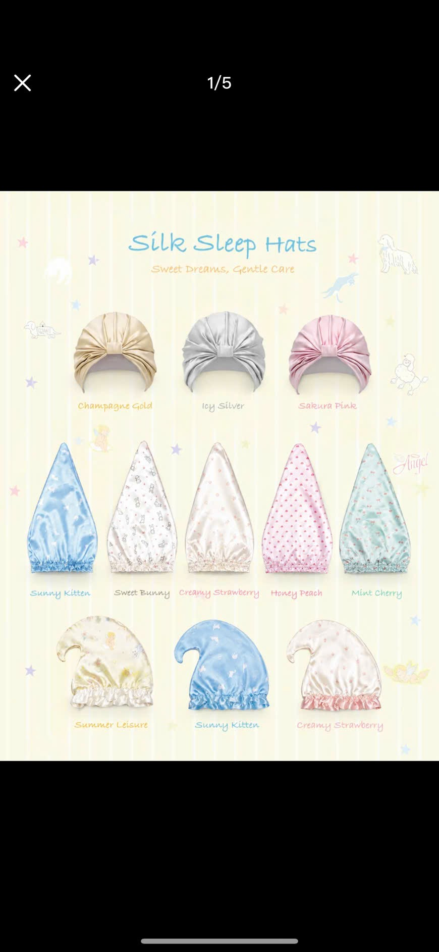 Assorted silk sleep hats and bonnets