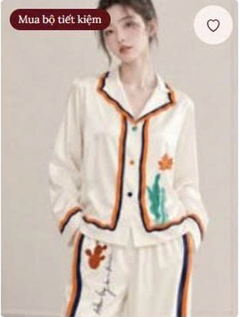Bộ Lụa Viền Cam